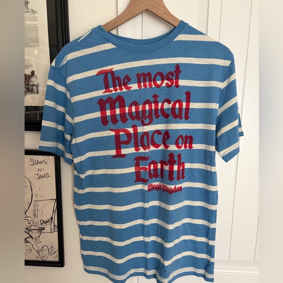 Junk Food Disney Blue and White Striped Tee - Picture 1 of 2